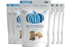 SuperSeedz Dry Roasted Pumpkin Seeds - Sea Salt Pepitas, Whole 30, Paleo, Vegan & Keto Snacks, 8g Plant Based Protein, Produced In USA, Dairy Free, Nut Free, Gluten Free Snack (5oz, 6-pack)