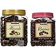 Kirkland Signature Chocolate Roasted Almonds & Chocolate Raisin Bundle - Includes Kirkland Signature Milk Chocolate Roasted Almonds (3.0 LB) & Milk Chocolate Raisin (3.4 LB)