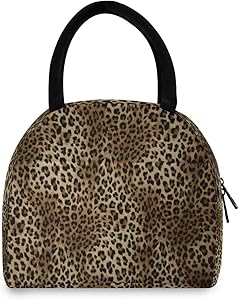 Toprint Leopard Animals Print Lunch Bag Box Lunchbox Cooler Bag Tote Organizer Insulated Lunch Box Drink Holder Container Zipper Handbag for Women Men Outdoor Picnic Beach Work School