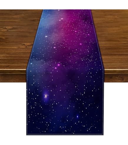 6-Pack Space Theme Table Runners - 14x108 Inch Galaxy Star Plastic Table Decor