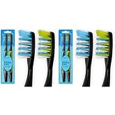 Amazon Basics Soft Toothbrushes for Adults - Pulsating Deep Cleaning with Soft Bristles, 2 Count, Assorted Colors, Packaging May Vary