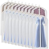 Kntiwiwo 60 inches Garment Bags for Closet Storage with Zipper Clear Garments Bag for Gowns Long, Dresses, Suit, Coat - Set of 20 [Upgraded Version]