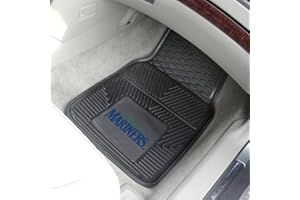 FANMATS 8849 Seattle Mariners 2-Piece Heavy Duty Vinyl Car Mat Set, Front Row Floor Mats, All Weather Protection, Universal Fit, Deep Resevoir Design