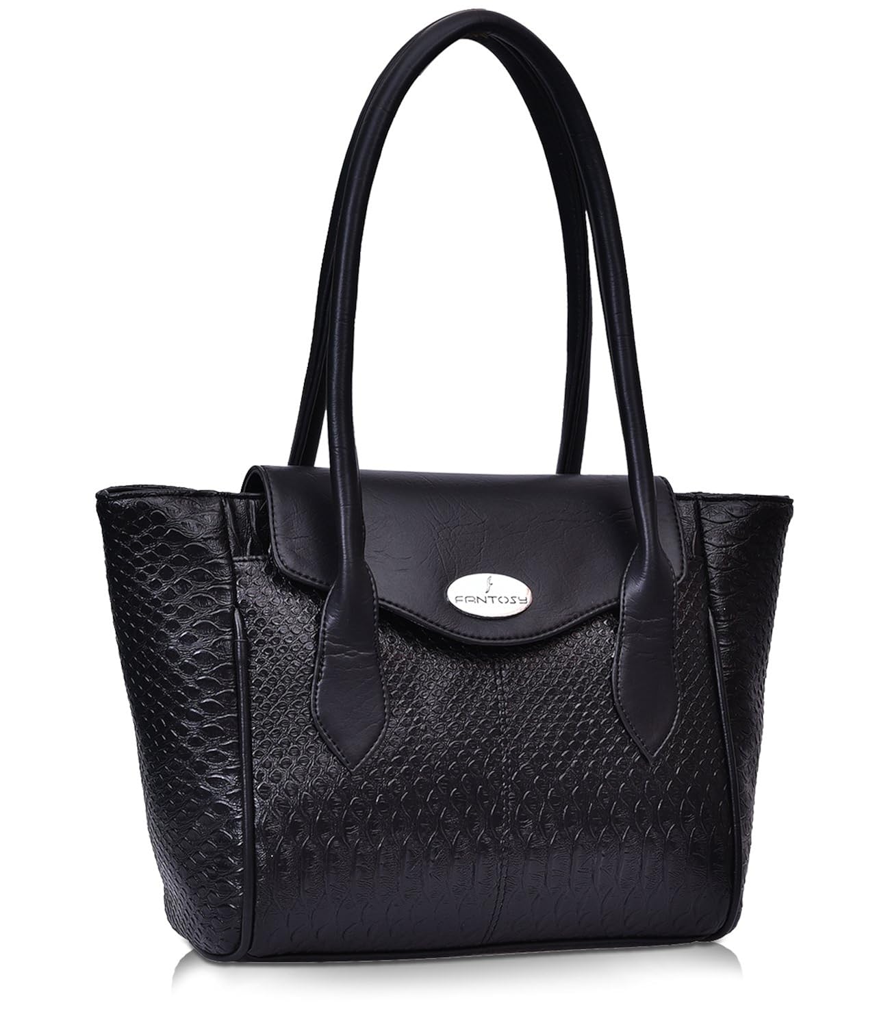 fantosy black leather design women shoulder bag (fnb-758) (black)