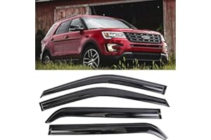 TNLSDW Window Visors Rain Guards Shield Fits 2011-2019 F-ord Explorer Tape-On Wind Deflectors Vent Shades Black 4Pcs Vent Shades for car Windows