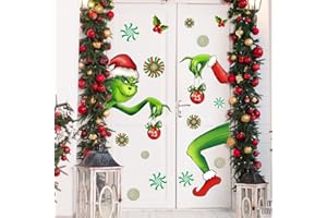 DENYLO PRO 55.57 x 51.58 Inch Christmas Door Sticker Decorations Winter Christmas Door Clings Removable Seasonal Glass Door Stickers with Snowflake Decals for Window Door Refrigerator Christmas Gift
