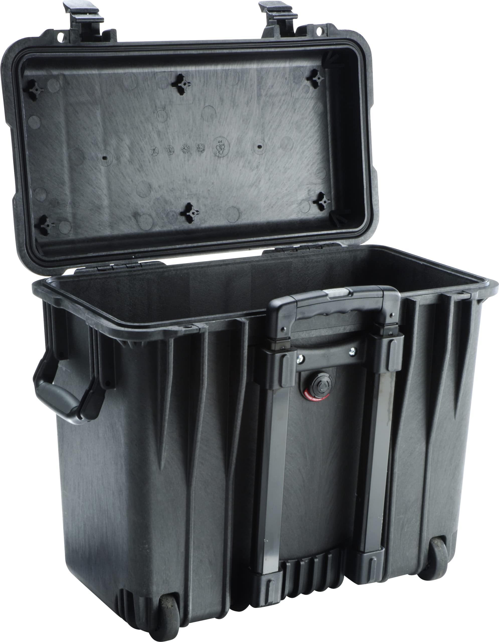 PELI 1440 Top Loader Case With Wheels and Telescopic Handle, IP67 Watertight, 82L Capacity, Made in US, No Foam, Black