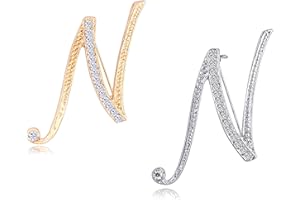 HAFILO 2 pack initial letter brooch pin for women girl 26 letters A-Z fashion brooches collar pins Gold silver