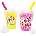COMPOUND KINGS - Summertime Lemonade Stand - 2 Pack Jelly Cube Fluffy Slime Cup - Pink and Yellow bundle