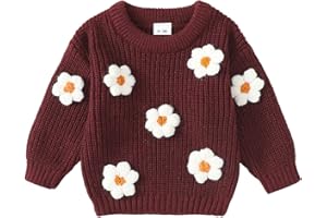 Mikrdoo Newborn Infant Toddler Baby Girl Sweater 2023 Winter Clothes Knit Pullover Outfits for Little Girls 0M-3T