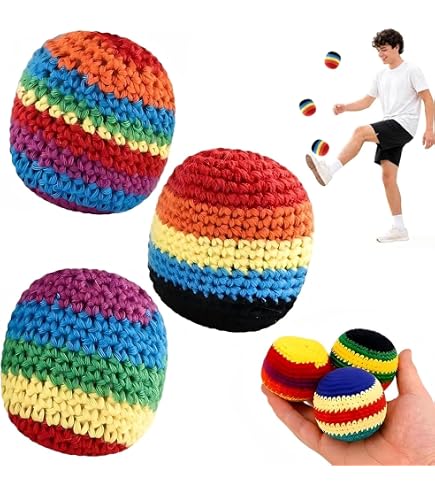 Generisch Footbag Hacki Sack Classic Lot de 12 balles de jonglage cousues à la main avec coutures renforcées et Amara Ultra Suede pour débutants et professionnels Convient pour l'intérieur et