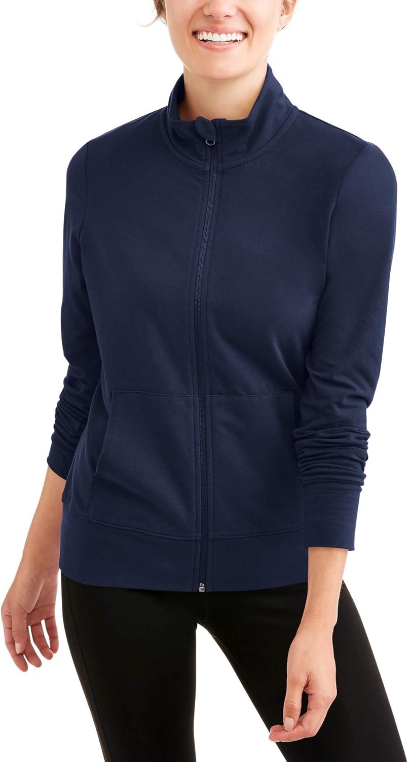 Athletic Works Women's Full Zip Mock Neck Active Performance Jacket Blue Sapphire XL at Amazon