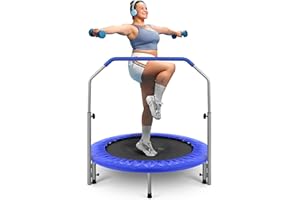 SereneLife 36/40" Foldable Mini Trampoline - Compact Fitness Trampoline for Kids Adults, Exercise Rebounder with Foam Handle, Indoor/Garden Workout Equipment, Max Load 150/220 lbs