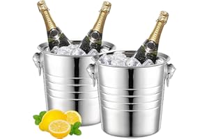 2 Pack Ice Buckets, 3 Quart Beverage Tub with Handles, Stainless Steel Champagne Bucket Metal Drink Cooler for Beer, Wine, Pa