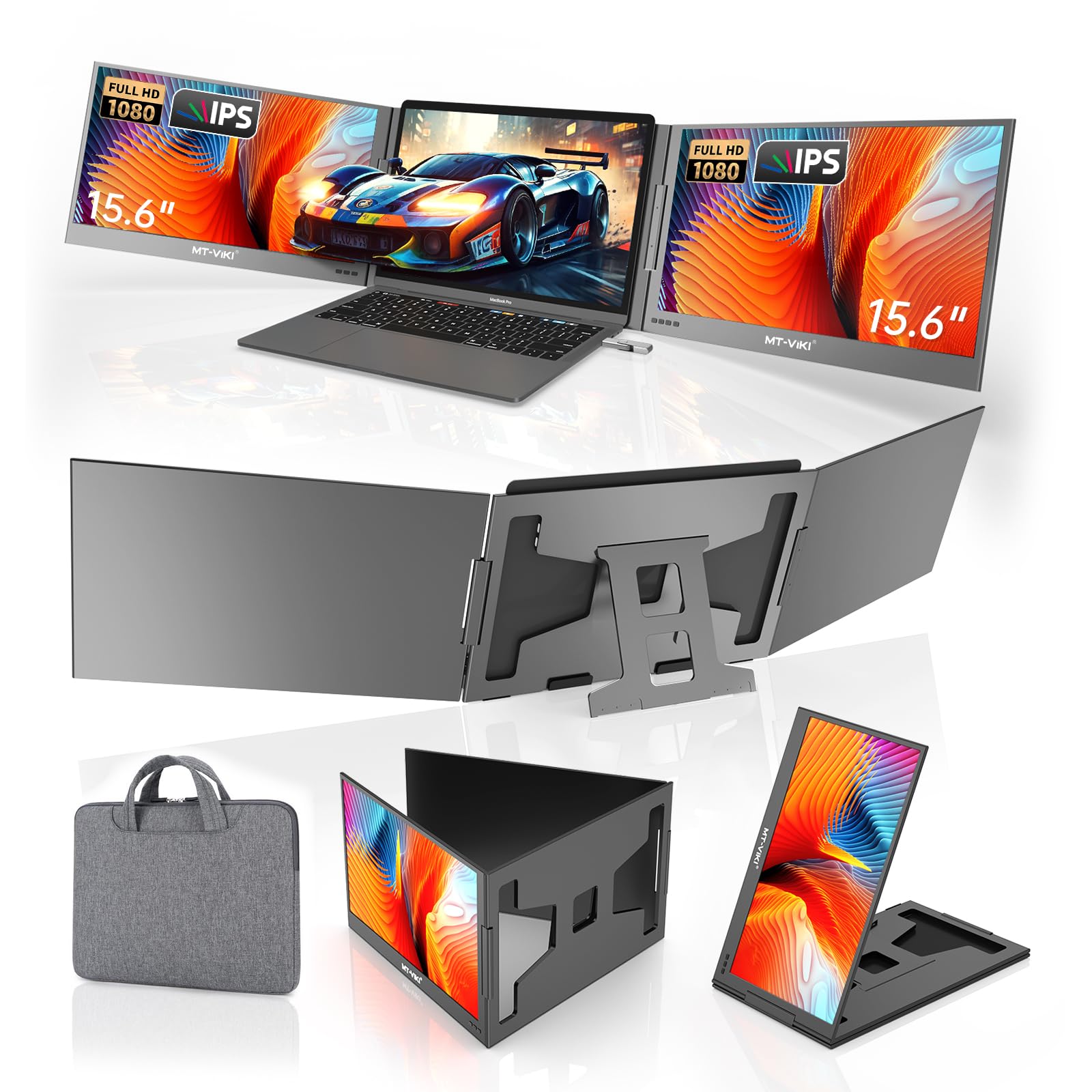 Photo 1 of MT-VIKI 15.6 inch Laptop Screen Extender, Potable Screen for Laptop Only One USB-C Cable Connection, Compatiable with Win/Mac (M1,M2, M3), FHD 1080P, 360° Rotation