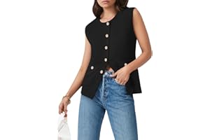 Yousify Womens Sweater Vest Sleeveless Button Down Round Neck Knitted Tank Tops Casual Cardigan for Women