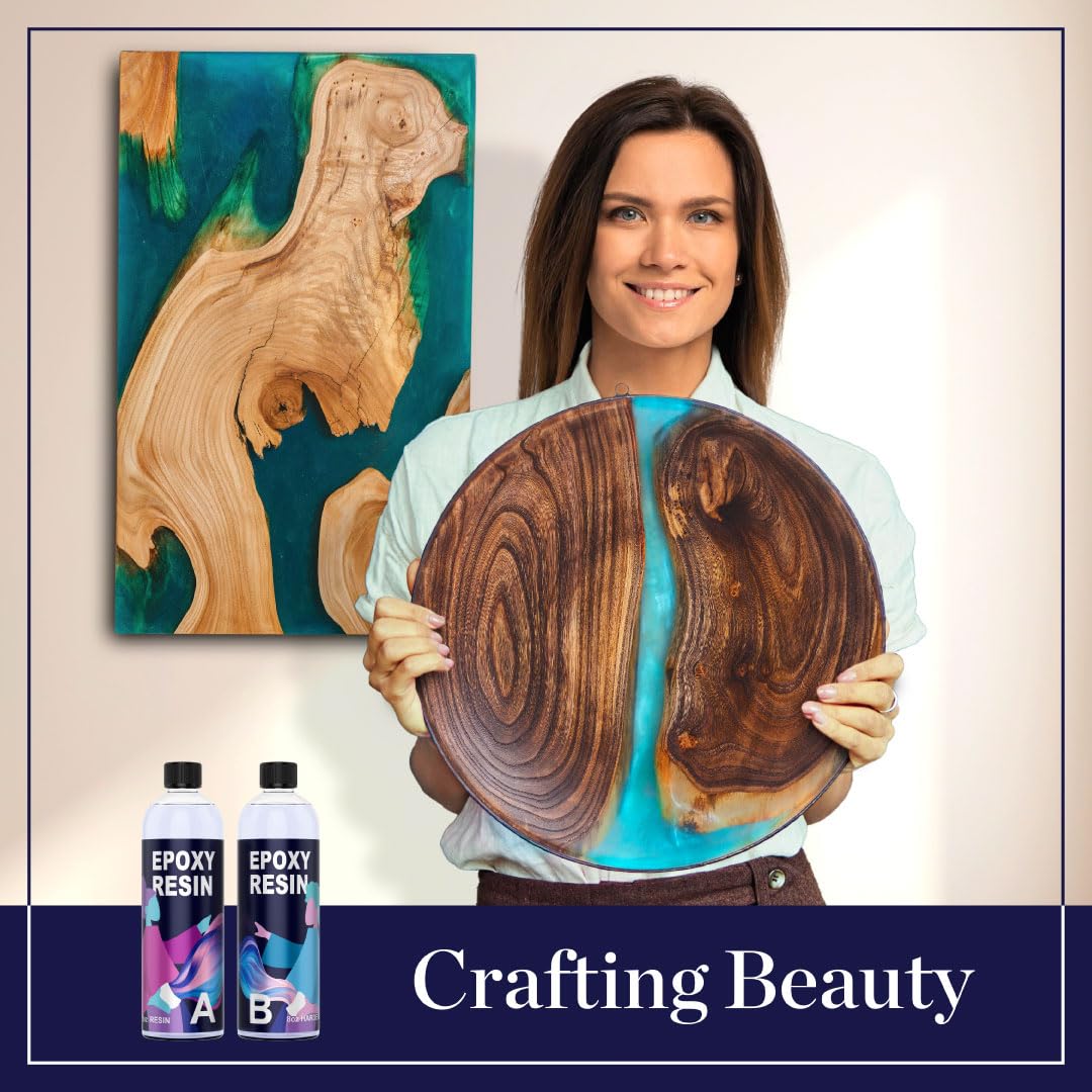 Epoxy Resin Kit 16 Ounce- (8oz Resin + 8oz Hardener) Resin Epoxy Craft Kit Gift- Non-Toxic, Crystal Clear, Odor-Free, UV Resistant, High Gloss Art Resin - Craft Stunning Creations with Ease (16oz)