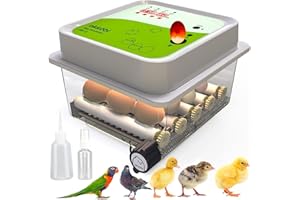 Okköbi OBI-12 Egg Incubator for Hatching Chickens, Ducks & Other Birds + New 2024 + Automatic Egg Turner + Temperature Control + Humidity Display + Integrated Egg Candler + 5 Year Assurance
