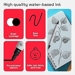 ARTISTRO 5 Black Dual-Tip Acrylic Paint Pens for