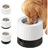 Pawque Elevated 60oz Slow Feeder Dog Bowls Large Breed, Single Raised Food Bowl for Medium Large Sized Dogs, Stable Sturdy Base and Snap on Adjustable Height Stand, Anti-Slip Mess Proof Dog Bowls