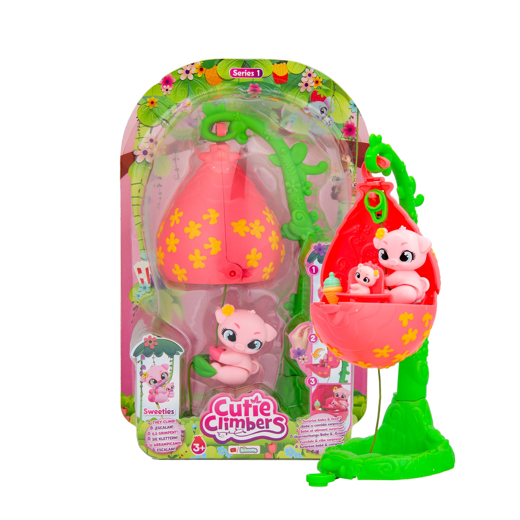 CUTIE CLIMBERS S1 Family Pack Sweeties Polly Flower House with 1 Pet Climbing and Puppy Collectible Toy for Children + 3 Years