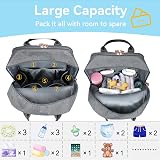 LANDICI Baby Changing Bag Backpack Grey Large Nappy Diaper Bag with Mat view 5