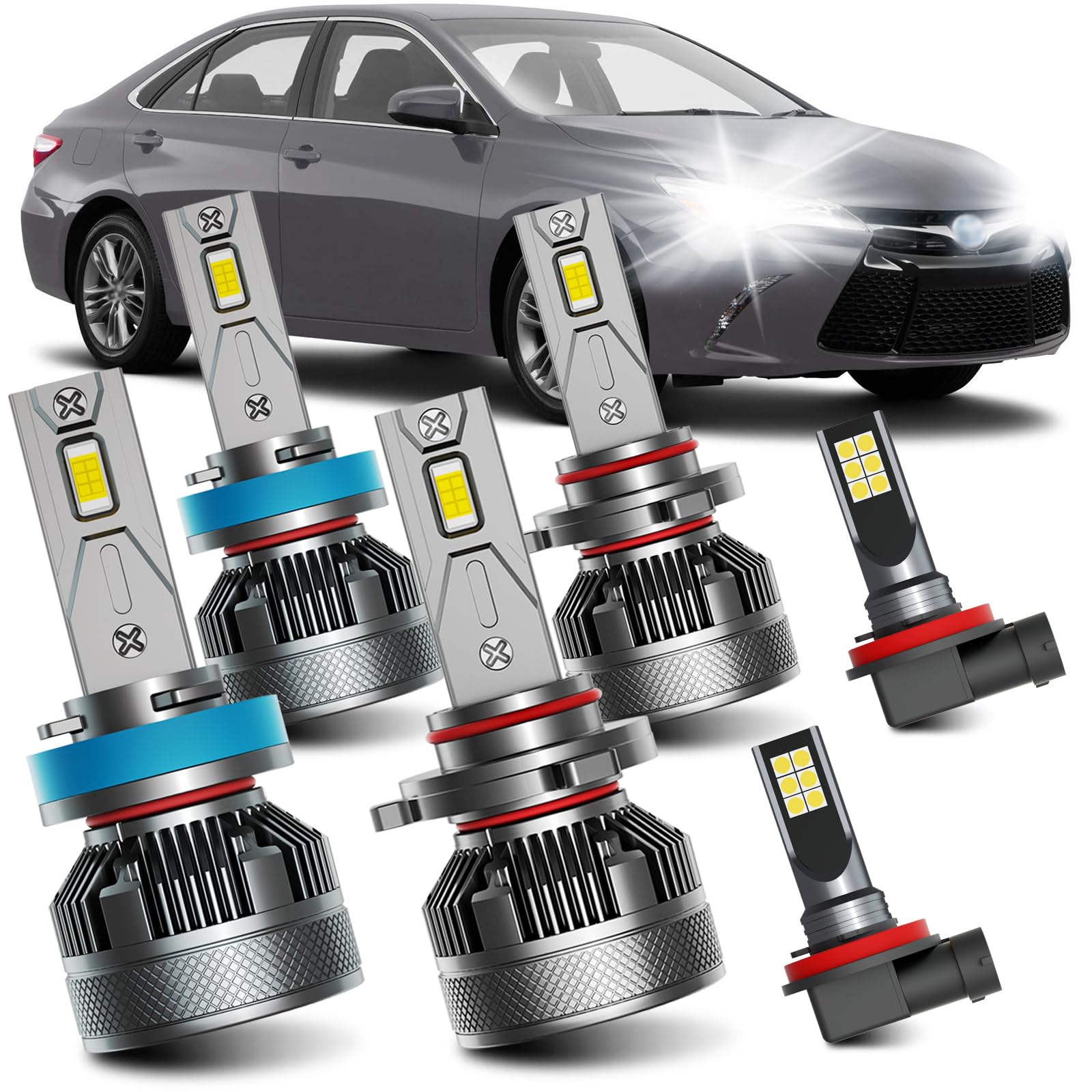 Photo 1 of AWALITED Fits for 2007-2018 Toyota Camry High Low Beam Fog Lights Bulbs Combo, 6000K White Plug-and-Play Super Bright Light Bulbs, Pack of 6