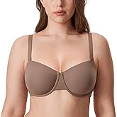DELIMIRA Women's Inbarely Plus Balconette Bra Plus Size Full Coverage Seamless Unlined Underwire Bras