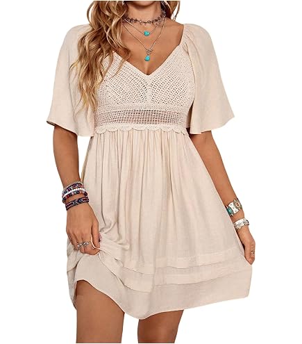 UpFind Western Flowy Boho Embroidered Dress Country Concert Cowgirl Outfits