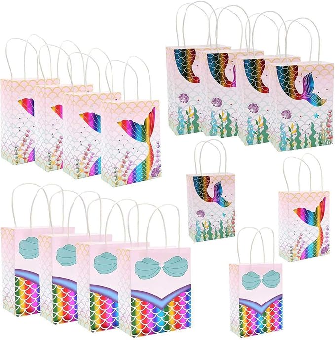 12 Pack Mermaid Party Bags Mermaid Party Supplies Favors Goodie Bag
