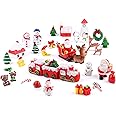 MIAHART 40Pcs Christmas Miniature Ornaments Mini Resin Micro Landscape Ornaments, Christmas Trees Santa Claus Snowman Wreath Bells for Christmas Party Supplies, Fairy Garden Christmas Accessories