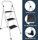 Home Vida 3 Step Ladder Heavy Duty Steel Folding Step Ladder 150kg White view 7