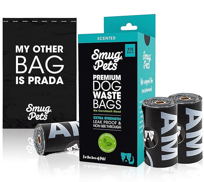 SmugPets 315 Premium Biodegradable Dog Waste Bags Scented Extra Large Leak Proof Poop Bags