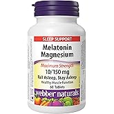 Webber Naturals Melatonin + Magnesium, Extra Strength, 60 Tablets, For Sleep Support, Muscle Function & Relaxation, Vegan