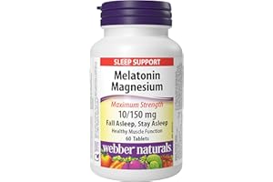 Webber Naturals Melatonin + Magnesium, Extra Strength, 60 Tablets, For Sleep Support, Muscle Function & Relaxation, Vegan