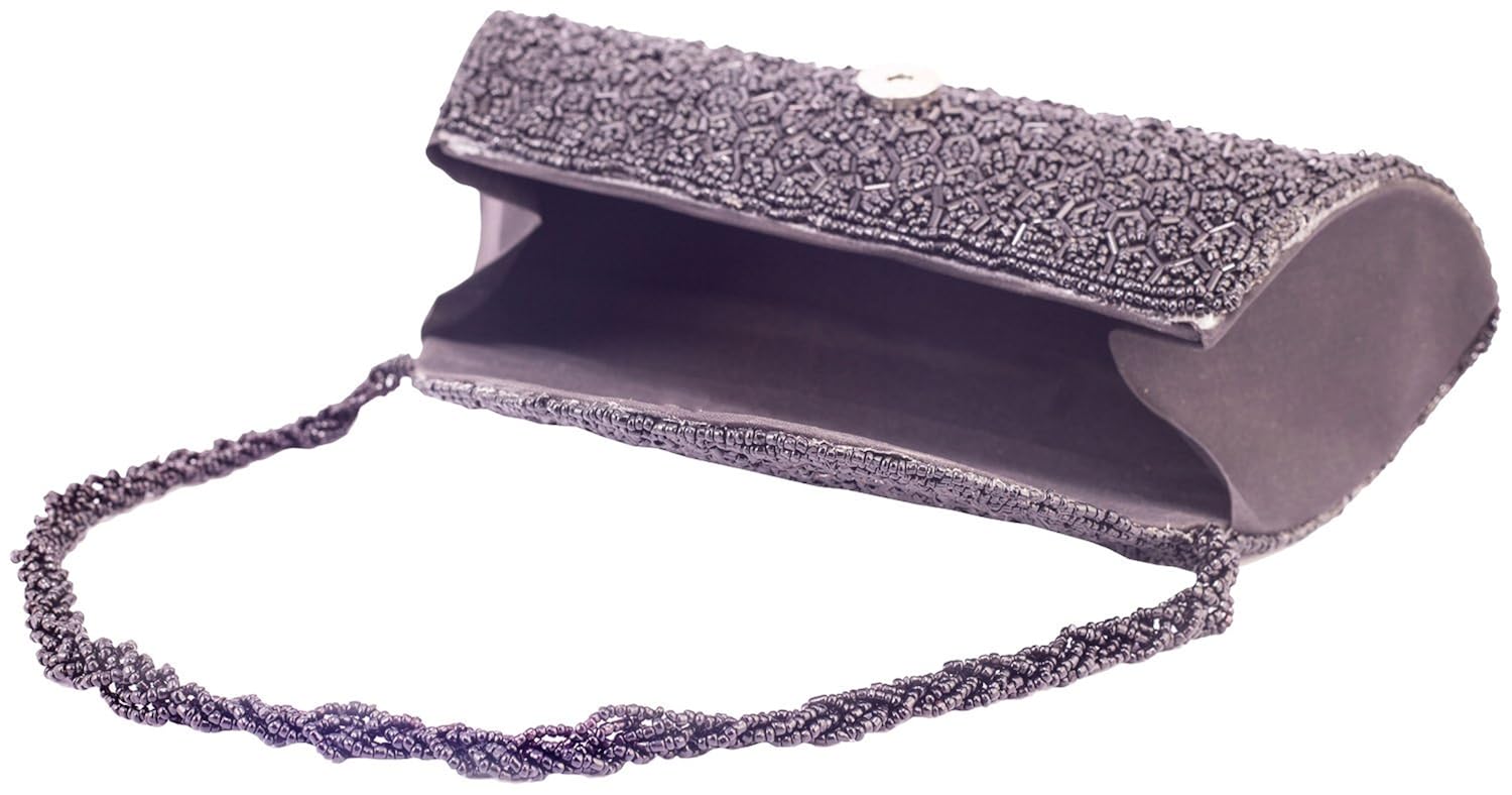 kleio ethnic full flap beads clutch