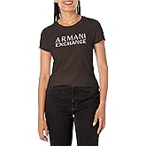 Armani Exchange Womens Stretch Cotton Embellished Logo Fitted Tee