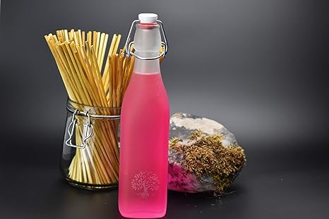 Matt Glas Wasserflasche 500ml mit 100% dichtem Bügelverschluss Lebensbaum Gravur umweltfreundliche BPA freie stilvolle Glasfl