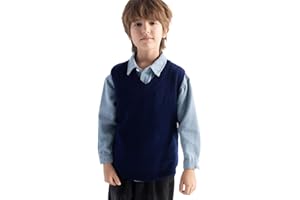 Chanyarn Boys and Girls 100% Merino Wool Sweater Vest V-Neck Sleeveless 2025 Fall Winter Cable Tops Knitted Pullover Vest