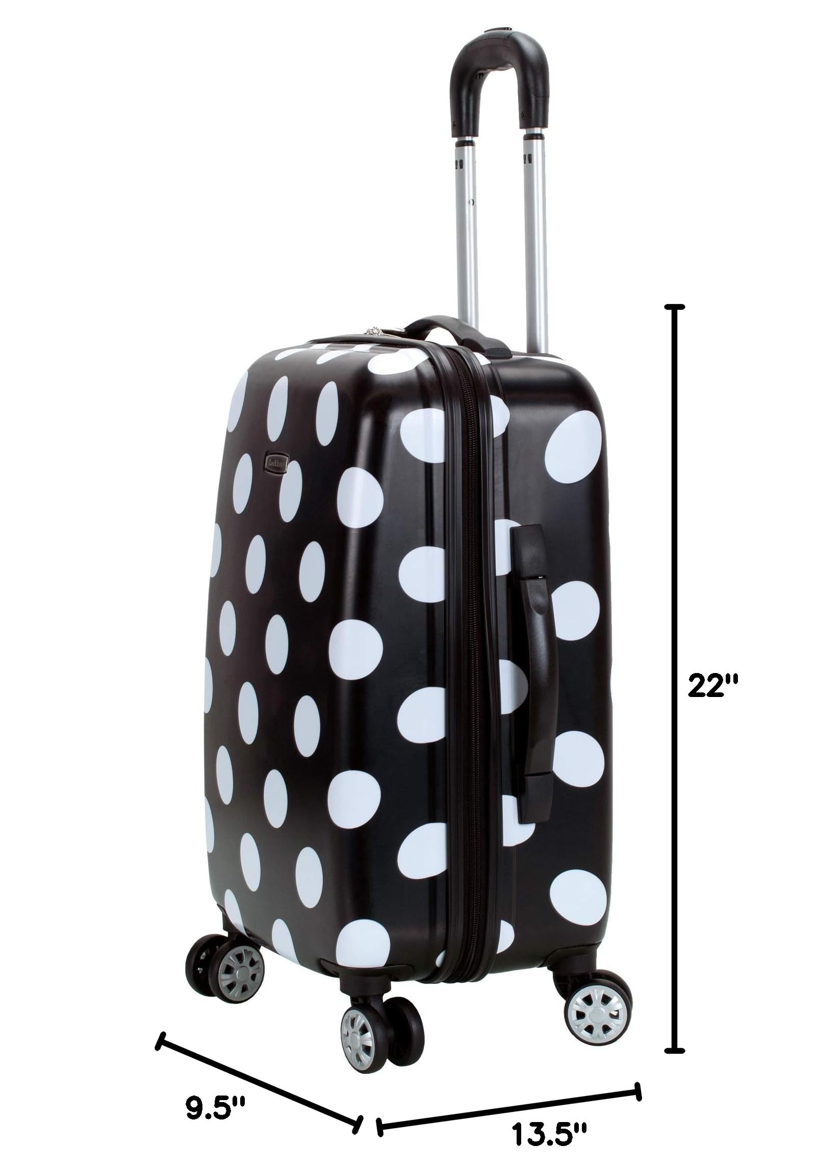Rockland Laguna Beach Hardside Spinner Wheel Luggage, Black Dot, 3-Piece Set (22/24/28)