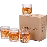 Premium Whiskey Glasses Set of 4, 7.7 Oz Crystal Old Fashioned Tumblers, Perfect for Scotch, Bourbon, Cocktails, Vodka & Liquor - for Men & Women