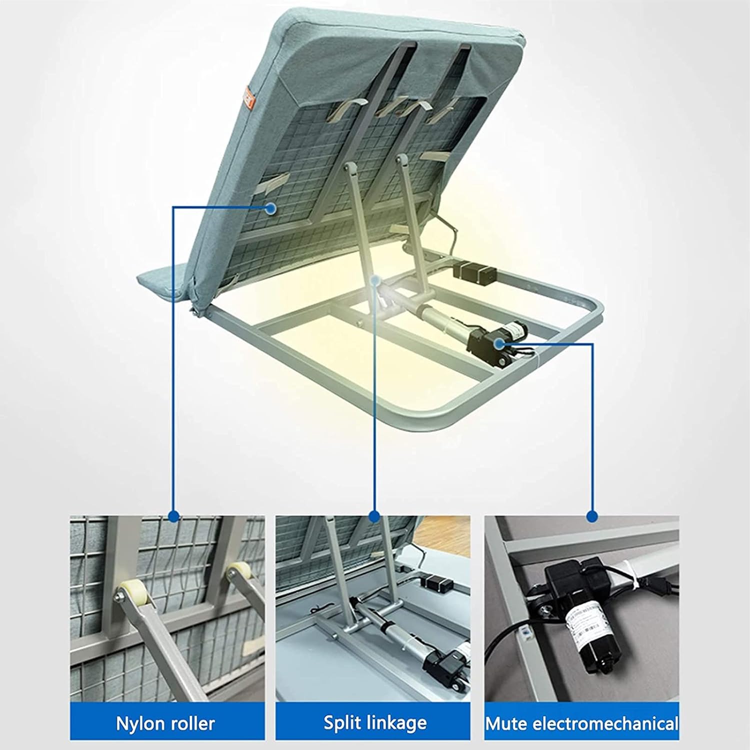 WLL-DP Portable Electric Bed Backrest, Adjustable Sit-Up Back Rest with Guardrail, Fits Standard Hospital Bed, Family Nursing Home Rehabilitation Center Nursing,Blue: Home & Kitchen