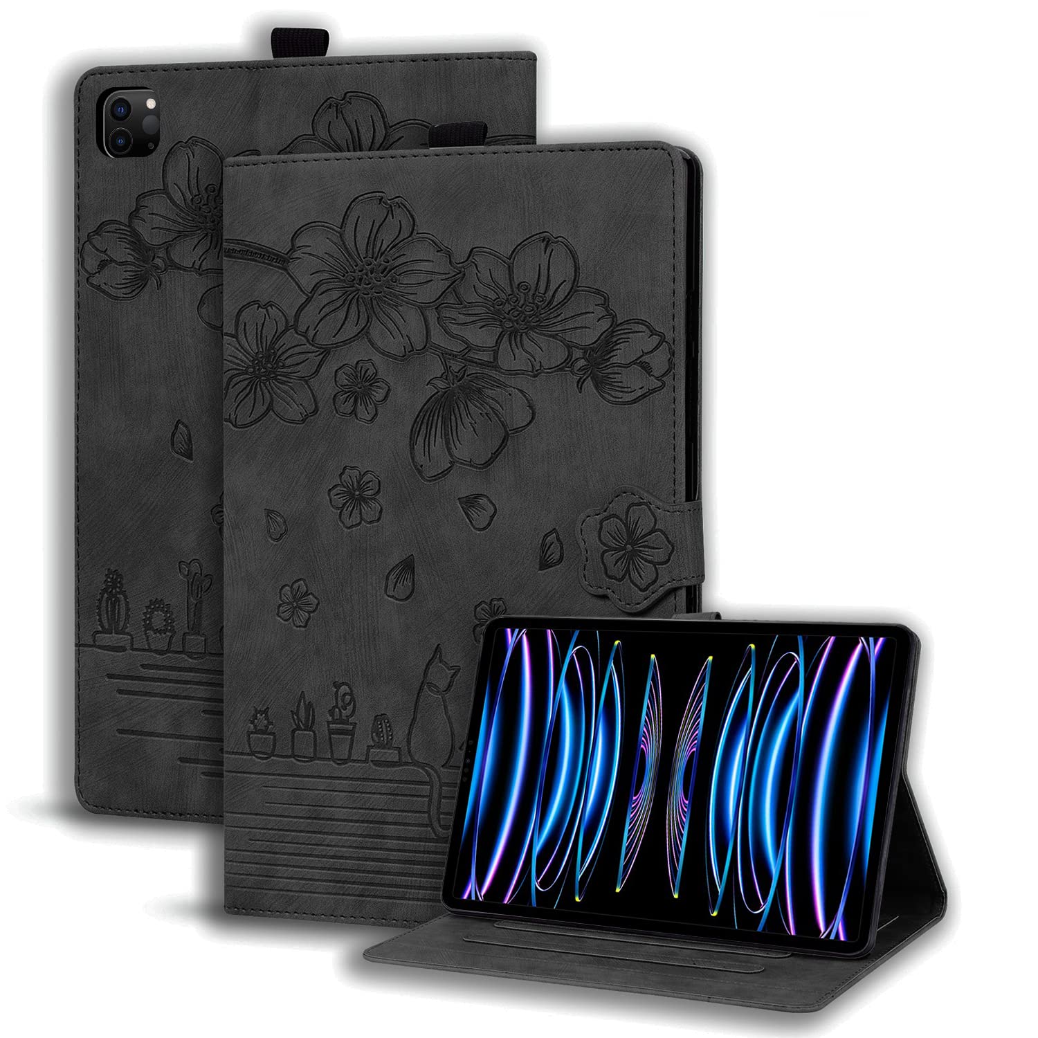 Succtopy Case for iPad Pro 12.9 6th/5th/4th Generation 2022/2021/2020 Folio Flip PU Leather Cover with Pen Holder Protective Tablet Case with Stand Function iPad Pro 12.9 2022/2021/2020 Black