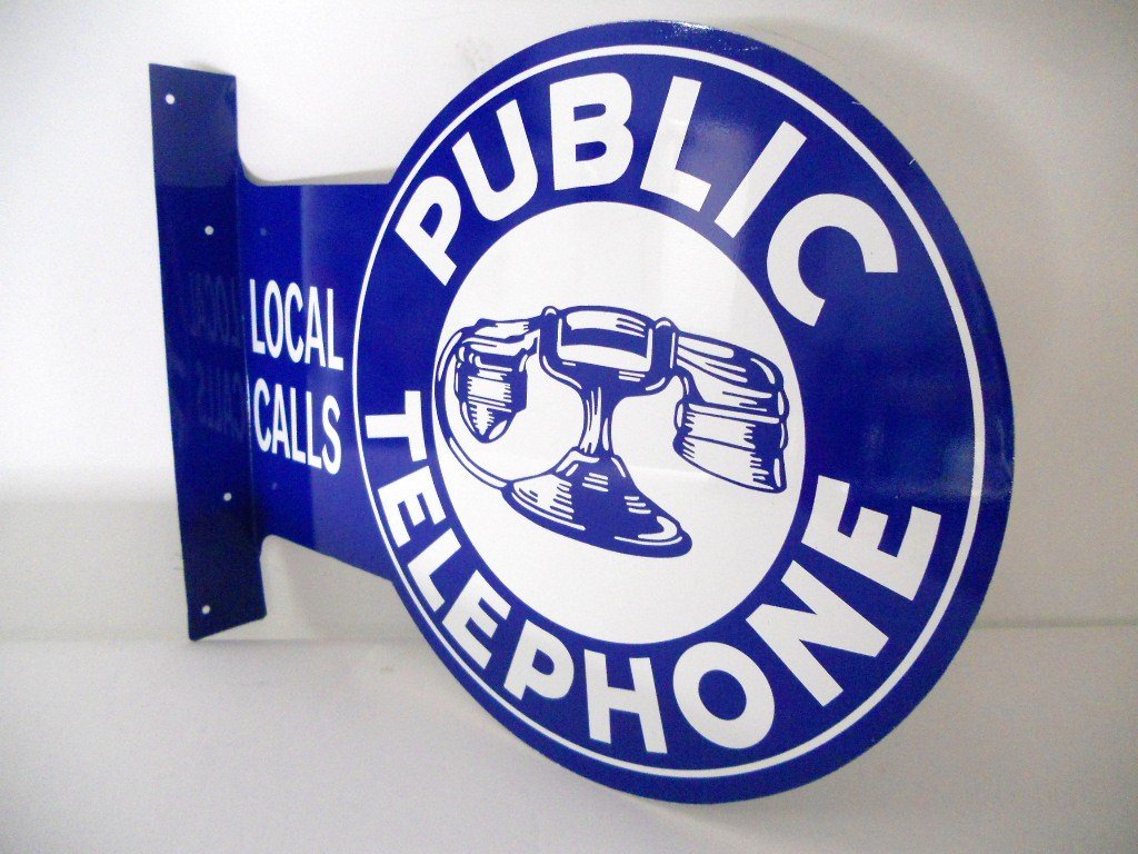 Double Sided Public Telephone Local Calls Flange Metal Sign Bell Vintage Style Buy Online in