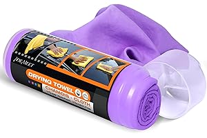 IDEMEET Premium Car Drying Towel, Super Absorbent 26"x17" Large Chamois Cloth Shammy Towel for Vehicle, Reusable Chamois Shammy Cloth for Car, Bathroom, Dust Remove, No Spots/Streak/Scratch, Purple