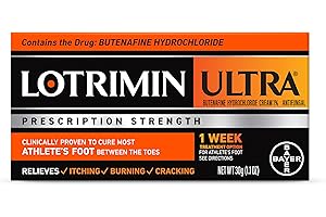 Lotrimin Ultra 1 Week Athlete's Foot Treatment, Prescription Strength Butenafine Hydrochloride 1%, Cures Most Athlete’s Foot Between Toes, Cream, 1.1 Oz