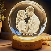 NAZENTI Personalized 3D Photo Crystal Ball, Custom Engraved Picture Lamp, Globe Night Light for Couples, Custom Photo Gifts for Wife, Husband, Gifts Anniversary Birthday Valentines for Her, Him 1