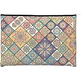 iapodiad Makeup Bag for Women Oriental Tile Small Makeup Pouch Waterproof Funny Cosmetic Bags Zipper Travel Toiletry Bags