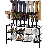 Vellzeyce Boot Rack for Tall Boots Organizer,3-Tier Multiuse Shoe Rack and Boot Storage Rack,for Tall Boots,Sneakers,High-Heel (Black, 3-Tier-Long)