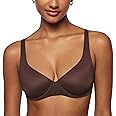 INLYRIC Women's Mesh Balconette Bra Sexy Demi Supportive Comfortable Seamless Underwire Unlined Sheer Bras